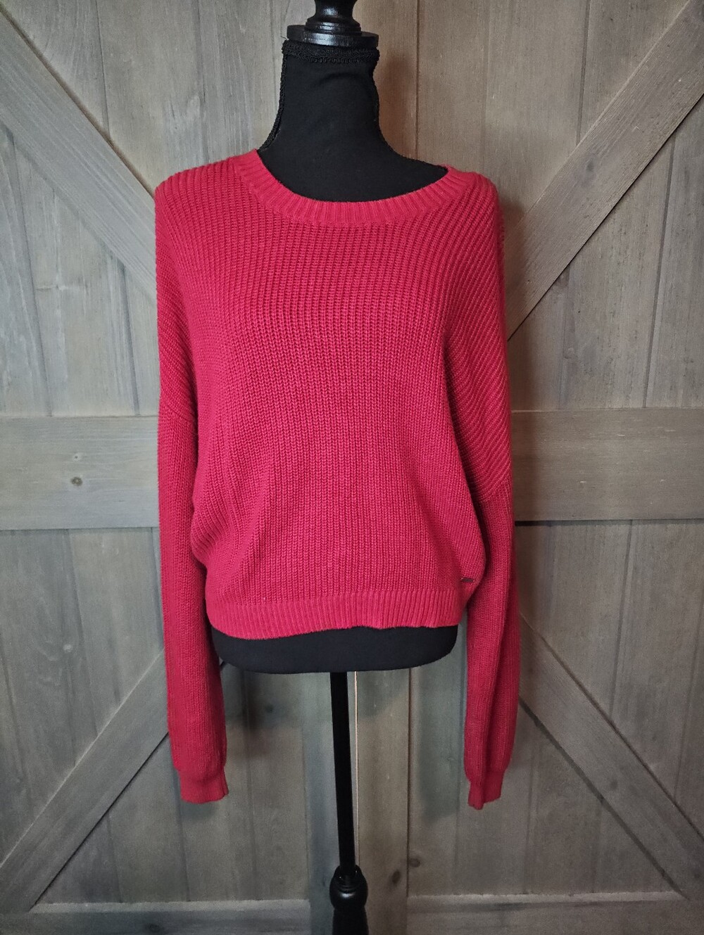 Hollister Red Crewneck Long Sleeve Sweater sz Large
